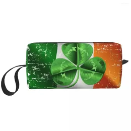 Cosmetic Bags Fashion Irish Shamrock Ireland Flag Travel Toiletry Bag Women St Patricks Day Makeup Organiser Beauty Storage Dopp Kit