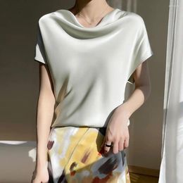Women's Blouses Loose-fitting Summer Top Women Slim Fit Elegant Satin Piled Collar Tank Tops Short For Streetwear