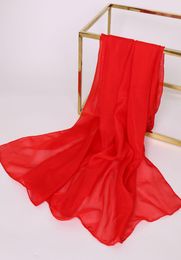 Scarves women Pure Color Chiffon Thin Red Scarf ladies0124020100