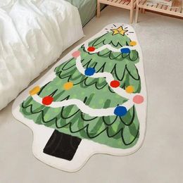 Carpets Cartoon Christmas Trees Rug Imitation Cashmere Floor Mat Bedroom Carpet Living Room Decor Home Decoration Festive Bedside