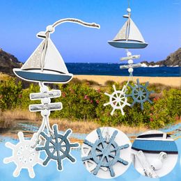 Decorative Figurines Marine Style Wooden Pendant Small Rudder Sailing Boat Innovative Accessory Wall Hanging Decoration Ocean Wind Crafts