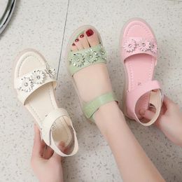 Sandals Summer 2024 Korean Fashion Fish Mouth Thick Bottom Casual Large Size Women's One-line Flower