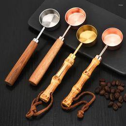 Coffee Scoops Scoop Powder Steel Spoon Kitchen Handle Stainless Tools Bamboo Bar Bartender Baking Seasoning Of