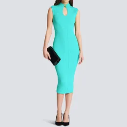 Casual Dresses Spot 2024 European And American Summer Fashion High Quality Knitted Round Neck Slim Sleeveless Dress Women