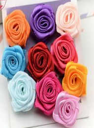 1000pcslot Hair Product Children Accessories diy 25mm Satin Ribbon Flower Rose for crafts clothing headbands Wedding4189166