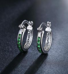 Hoop & Huggie Sterling Silver Colorful Zircon Earrings For Women Girl Classic Sapphire Circle Earring lage JewelryHoop8090854