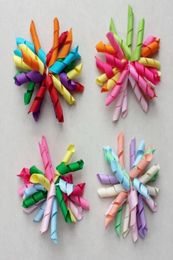 20pcs baby girls 3inch rainbow curlers Corker flowers bows hair clip hair ties korker ribbon hair bobbles elastic rope PD0074871587