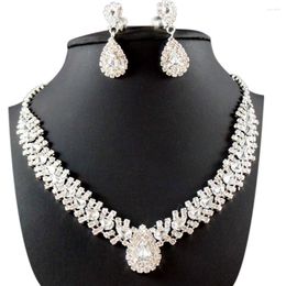 Storage Bags Women's Jewellery Set Bridal Wedding White Great Drop Flash Diamond Necklace Earrings