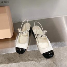 Casual Shoes 2024 Early Spring Beautiful Bright Face Matching Colour Diamond Mary Jane Mid-heel Bao Toe Sandals