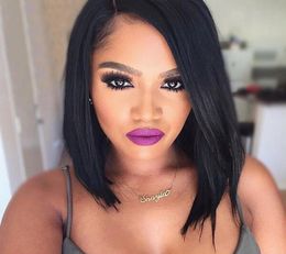 Lace Front Wig Short Bob 130 Density Peruvian Virgin Human Hair Natural Hairline With Baby Hair For Women Bleached Knots9335991