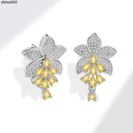 New Luxury Micro Inlaid Diamond Ascut Yellow Flower Earrings Ins Style Senior Designer Jewellery Ick7