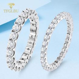 Cluster Rings TFGLBU Real 2/3mm Brilliant Cut Moissanite S925 Sterling Sliver Ring For Women Stackable Matching Band Gift GRA Charm Jewelry