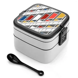 Dinnerware Illustration Le Corbusier Double Layer Bento Box Salad Portable Picnic Simplicity Abstract