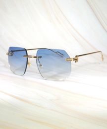 Luxury Carter Glasses for Men Women Sun Glasses Men039s Retro Design Sunglasses Yellow Oval Lentes De Sol Mens Rimless Sunglass1150107