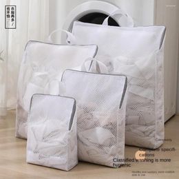 Laundry Bags Set Of 4 Polyester Bag Delicate Honeycomb Mesh Handle Basket Zippered Wash Travel Garment