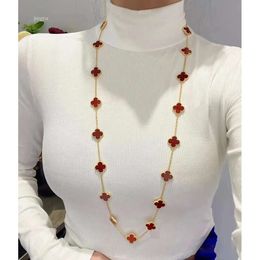 Halskette Vanclef Designer Dupe Elegante Klee Halskette Charm Diamond Sier plattierter Achatanhänger 20 Blume Vierblattklee für Mädchen Valen Valen