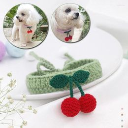 Dog Apparel Knitted Wool Collar Cherry Woven Cute Teddy Puppets Cat Handmade Dogs Cats Accessories Pet Supplies