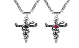 Stainless Steel Caduceus Angel Wing Symbol of Medicine Doctor Nurse Pendant Necklace For Mens Boys7732891