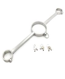 Latest Press Lock Design Stainless Steel Bondage Yoke Pillory Restraints Handcuffs Wrist Cuffs Neck Collar Adult Sex Toy For Male 9470443