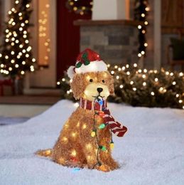 Decorative Objects Figurines Goldendoodle Holiday Living 36x16cm Christmas LED Light Up y Doodle Dog Decor with String Outdoor Garden Decoration 2211291196536