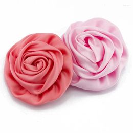 Decorative Flowers 10pcs/lot 3" Artificial Fabric Flower For Wedding Decoration Lace Trim Patch Applique