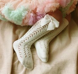 Baby Girls Knee High Socks Big Bow Spanish Style Princess Toddler Girl Summer Socks Mesh Ribbed Socks Cotton Long Tube Kids Gift Y4786730