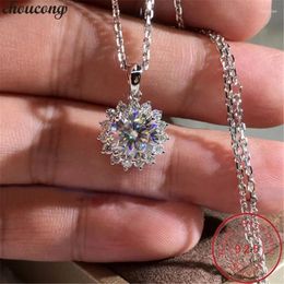 Pendant Necklaces Forever Love Promise Cz Stone Real Silver Color Engagement Wedding Necklace For Women Bridal Jewelry