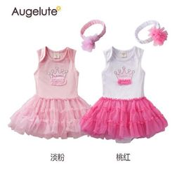 2019 new baby girls rompers sleeveless coat and triangle tulle skirt Climb toddler costume sets with flowers Headbands 13age ab393880812