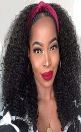 Kinky Curly HeadBand Wig Human Hair None Lace Front Wigs for Black Women Machine Made Wigs Natural Colour 150 Density2622518