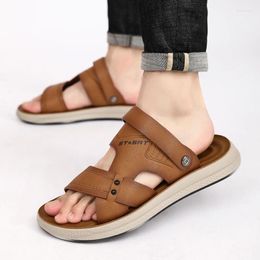 Sandals Brand Summer Genuine Leather Lightweight Men's Shoes Outdoor Comfortable Beach Fashion Casual Sneakers