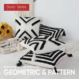 Pillow 1PC 45x45 Tufted Cotton Gerometric Pattern Cover Sofa Living Room Pillowcase For Home Decor Nuan Series