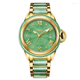 Wristwatches Women Watch Automatic Machine Natural Jade Wristwatch Men Timer Retro High End Luxury Gift Business Male Creative Couple Clock