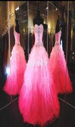 2020 Plus Size Quinceanera Dresses Ball Gown Fluffy Strapless Lace Up Organza Beaded MultiColor Sweet 16 Party Dress Gowns Prom D3767194