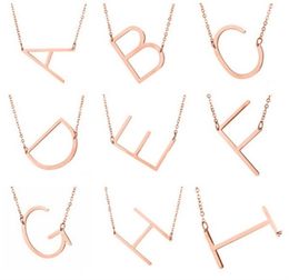 Personalized initial letter Pendant Necklace women 26 Alphabet Gold Silver Rose Gold Charm chain For men Fashion Jewelry Gift9219296