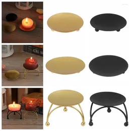 Candle Holders Party Supplies Wedding Ornament Home Decoration Craft Candelabra Wrought Iron Holder Round Plate Candlestick