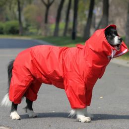 Waterproof Cloak Dogs Clothes Overalls For Labrador Small Big Coat Rain Large Jumpsuit Pet Outdoor Hooded Raincoat Dog