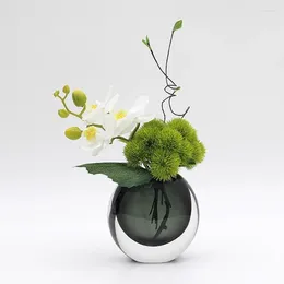 Vases Elegant Vase Decoration Modern Round Glass Original Ornament Unique European Minimalist Design Crystal Florero Room Decor