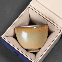 Cups Saucers 110ml Kiln Change Coarse Pottery Teacup Ceramic Master Cup Vintage Tea Gift Box Pu'er Bowl Home Teaware Decor