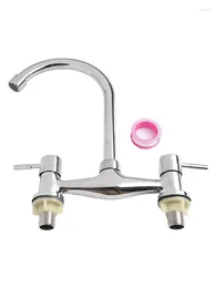 Kitchen Faucets Modern Double Lever Chrome Sink And Cold Mixing Faucet 2-hole Deck Installation Supplies