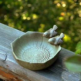 Other Bird Supplies Ceramic Birth Baths Garden Decor Feeder Aquarium Retro Finish