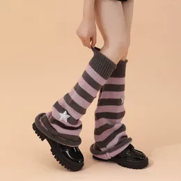 Women Socks Lolita Long Jk College Style Star Pattern Knee Length Warm Knitted Over Boot Cuffs