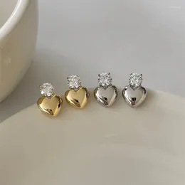 Dangle Earrings Heart Charms Drop For Women Fashion Gold Color Chic Crystal Korean Female Jewelry