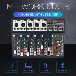 Mixer 7 Way Mixing Console Bluetoothusb Sound Card Pro Audio Equipment Mixer Audio Professional Digital Portable Video Consumer