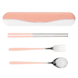 Dinnerware Sets Cutlery Set Travel Utensils Chopsticks Case Kit Suite Tableware Storage Stainless Steel Outdoor Use Holder