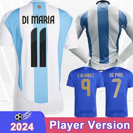 2024 DI MARIA Mens Player Soccer Jerseys MARTINEZ ROMERO DE PAUL MAC ALLISTER J.ALVAREZ TAGLIAFICO Home Away Football Shirts Shirts Short Uniforms