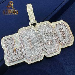 Custom Letter VVS Moissanite Diamonds Pendants Factory Wholesale Sier Hip Hop Fine Jewelry For Cuban Link Chain