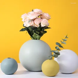Vases Nordic Modern Minimalist Morandi Coloured Circular Ceramic Vase With Creative Soft Decoration For Home