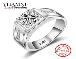 YHAMNI Fashion Real 925 Sterling Silver Wedding Rings for Women Men 1 ct CZ Diamond Engagement Ring Jewellery MJZ0098845683