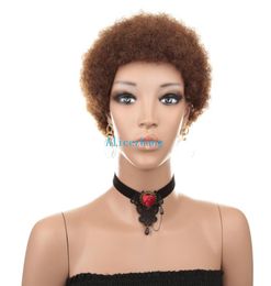 Brazilian human hair Short afro curly wigs natural Colour machine made kinky curly wigs for black women9941995