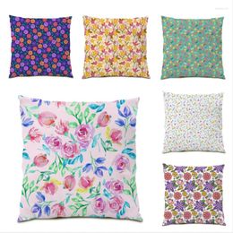 Pillow Decorative Cover Luxury Polyester Linen Velvet Fabric Decoration Home Decor Flower Fashion Covers 45x45 E0723